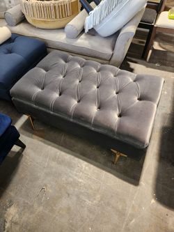 Estelle Upholstered Storage Bench Cocktail Ottoman, Steel Gray