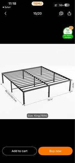 King Size Metal Platform Bed Frame