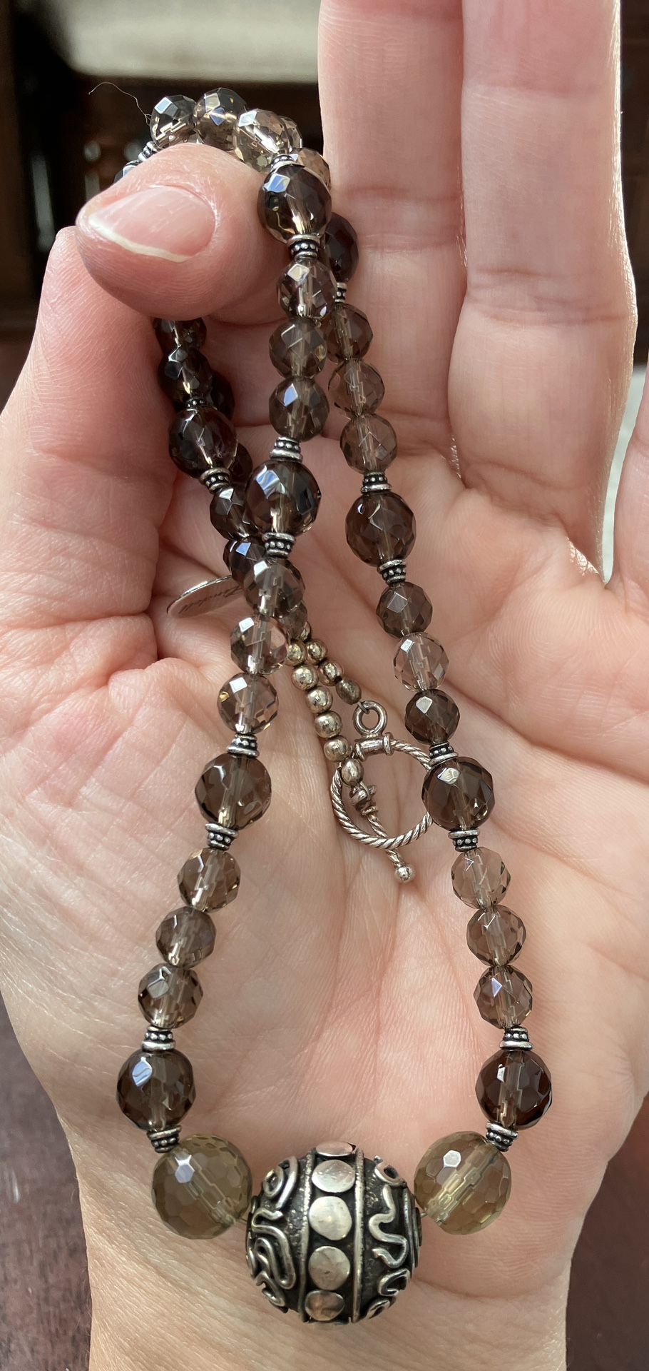 Sterling Silver & Smokey Quartz Necklace 