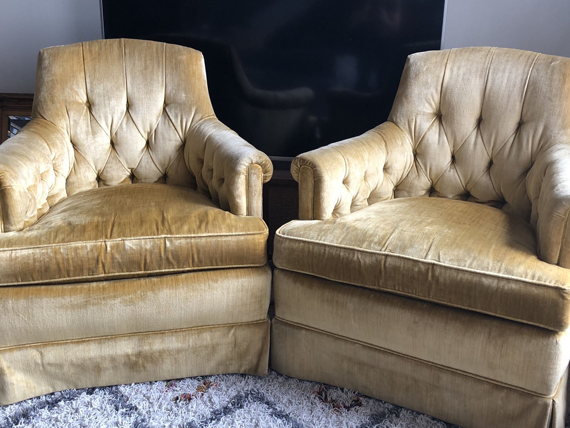 Vintage Velvet Lounge Chair - $350 For Pair