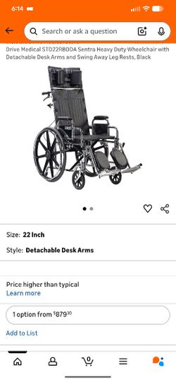 New Drive Medical Sentra Heavy Duty Reclining Wheelchair Detachable Desk Arms Swing Away Leg Rests