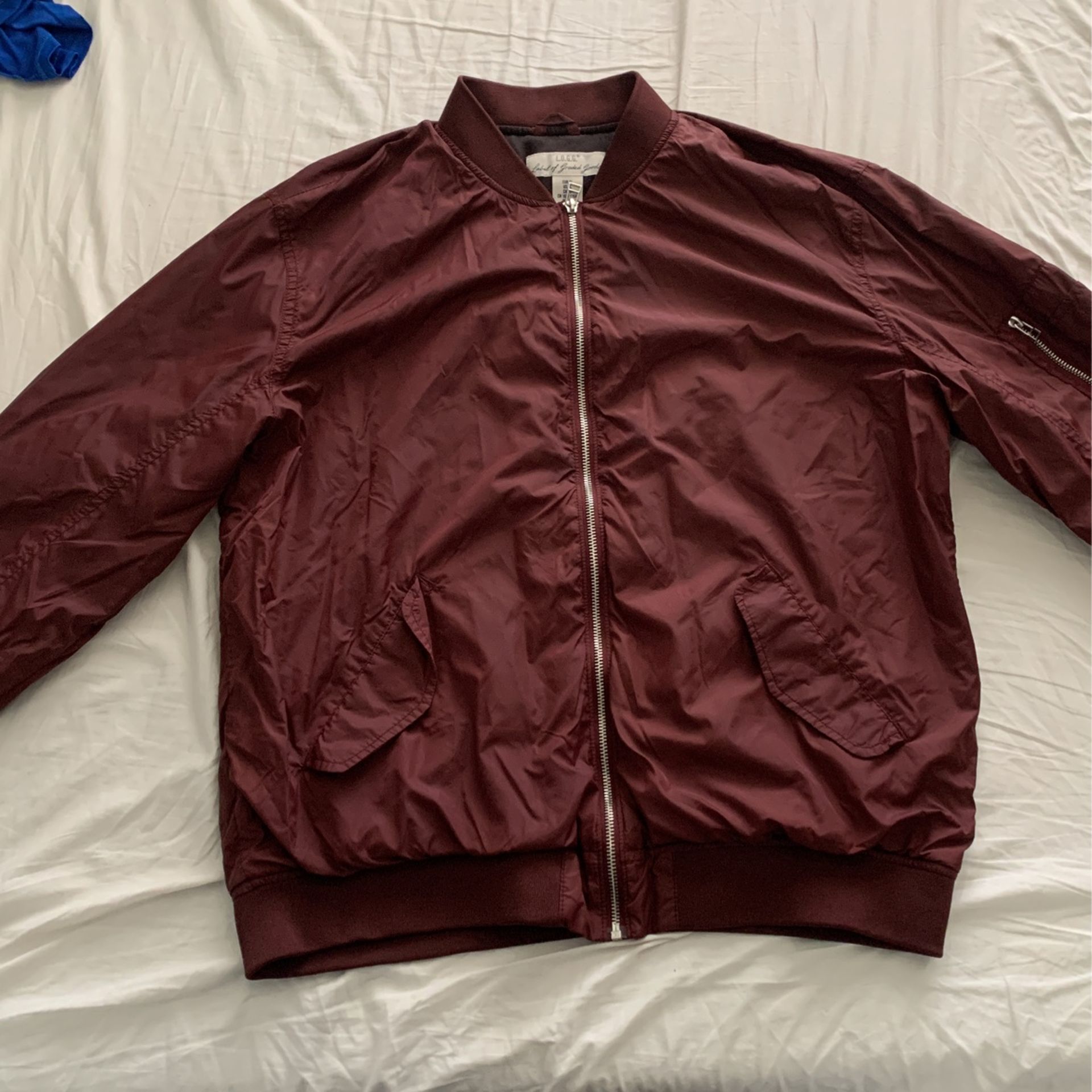 Burgundy Bomber Jacket  Size Xl