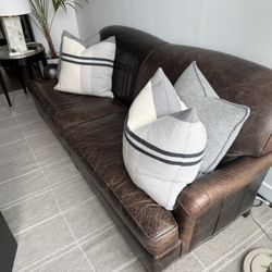 C.R. Lane Rolled Arm Leather Sofa 