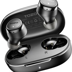 TOZO E1 Wireless Earbuds Build in Mic Clear Calls Ergonomic Light Weight Bluetooth 5.3 in Ear Headphones IPX6 Waterproof Premium Stereo Sound Ear Buds