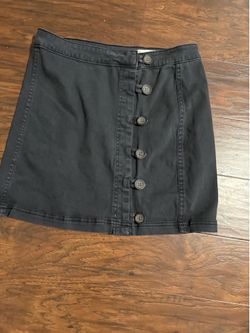 Altar’d State Black Mini Skirt Size Medium Hendrix Button Down Denim