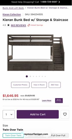 Kieran Twin Over Twin Bunk Bed with Storage & Staircase