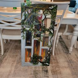 Artwork On Antique Window Frame