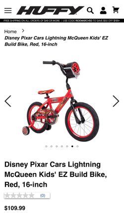 16-Inch Disney/Pixar Cars EZ Build Kids Bike, Red