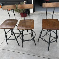 Three Adjustable Barstools