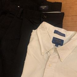 White Button-Down  Oxford Shirt & Black Dockers  Pants Outfit  - Size Large / XL