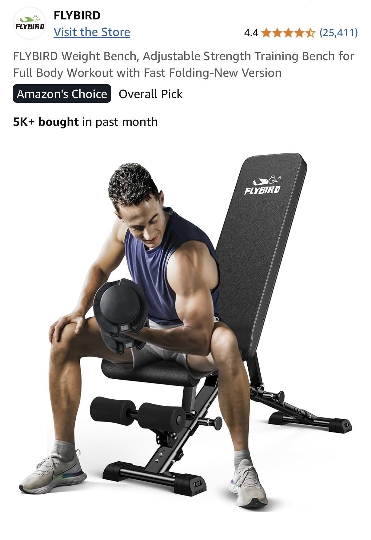 FLYBIRD Adjustable Folding Weight Bench