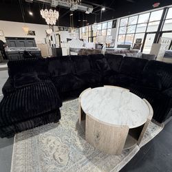 Black Luxury Corduroy Sectional