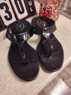 Prada Black Patent Leather Sandals (Size 40 / US 10)