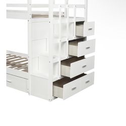 Sentern Twin over Twin Solid Wood Bunk Bed with Trundle,