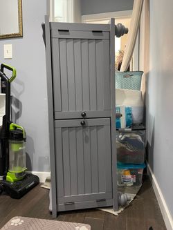 Gray Wood Storage Cabinet with Double Doors