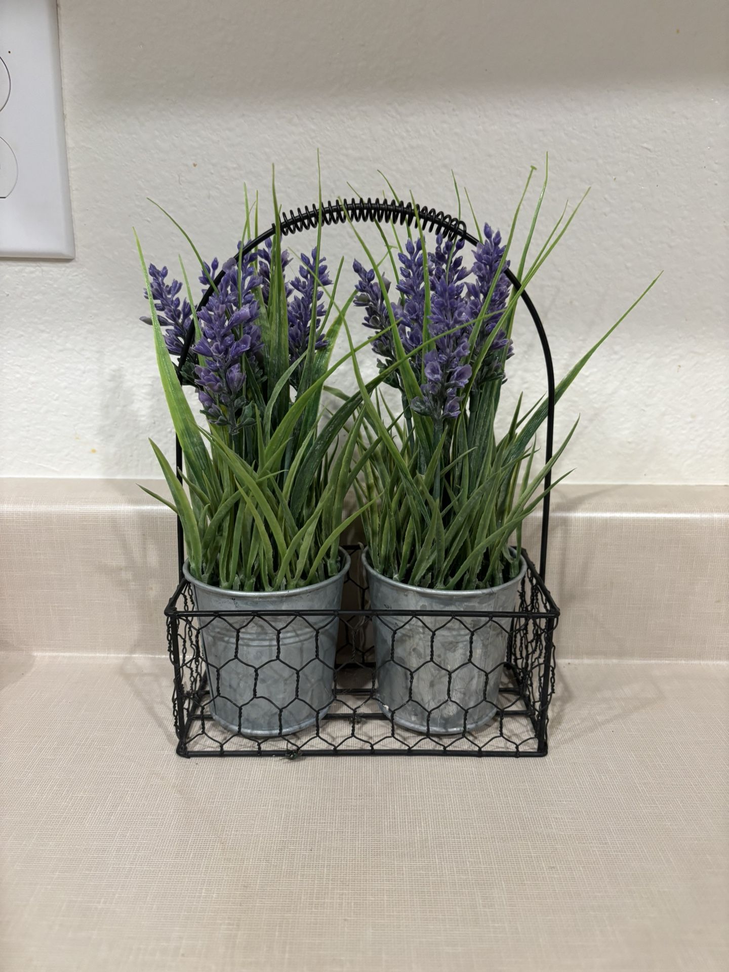 2 Artificial Lavender Plants In Metal 2” Pots