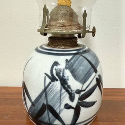 Vintage Pottery Hurricane Oil Table Lamp