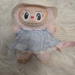 Labubu Mokoko close to sweet blue diamond 3rd generation plush toy keychain