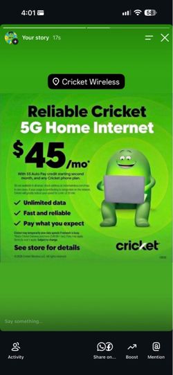Home internet $50