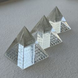 Crystal Hieroglyph Pyramids - 2.5"x2.5" - 3 Qty