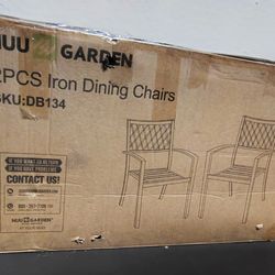 Nuu Garden Metal Outdoor Dining Chairs – Set of 2 (New/Open Box)