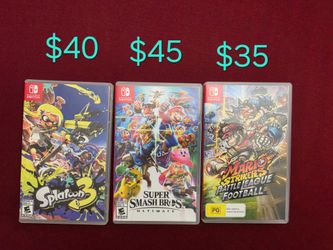 Nintendo Switch Games - Super Smash Bros Ultimate - Mario Strikers Battle League Football - Splatoon 3 - Like New