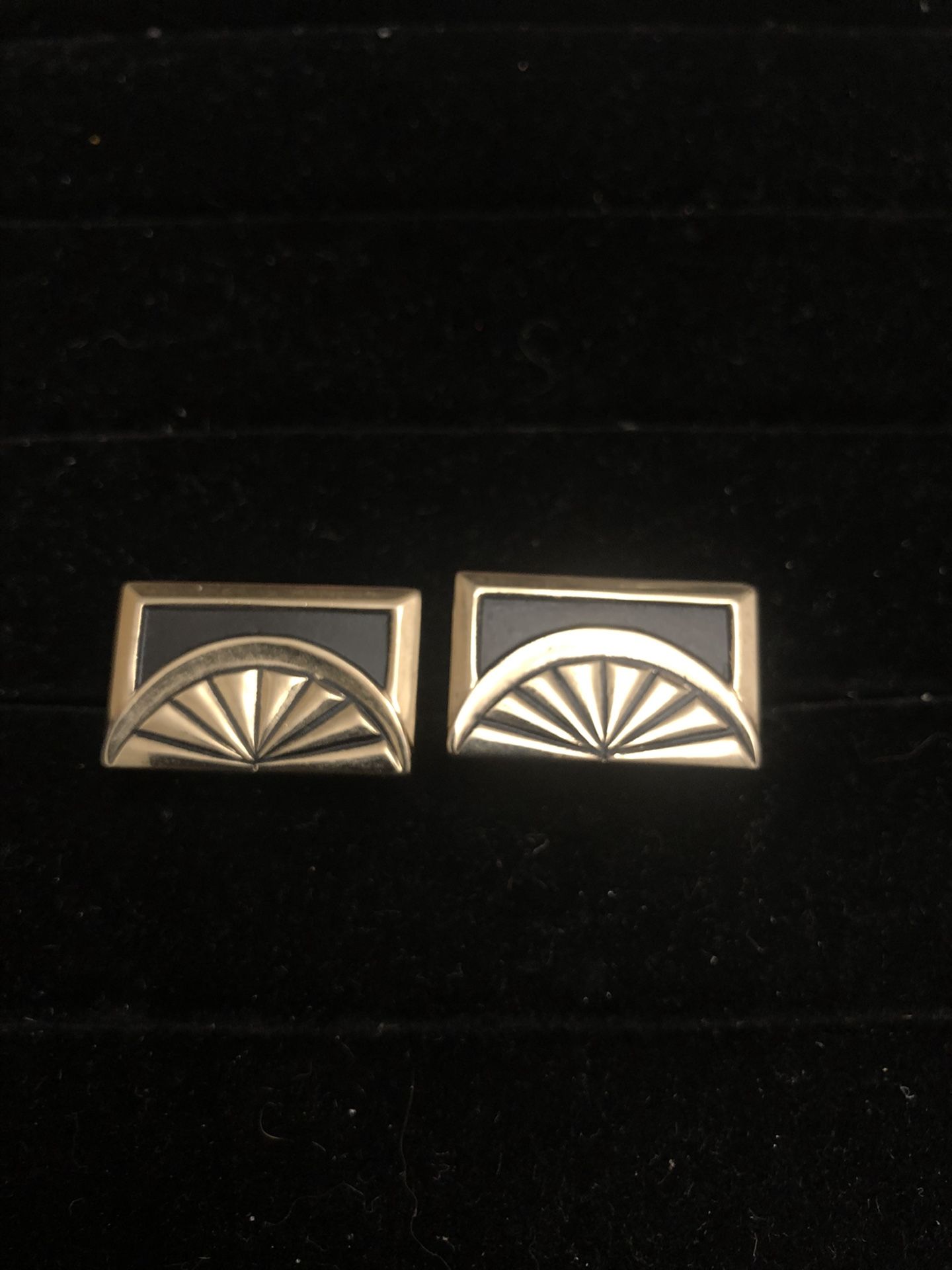 Vintage Gold Tone With Black Accent Cufflinks