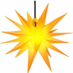 14 Inch Moravian Star Christmas Star Tree Topper Easy Assembly 3D Lighted Hanging Outdoor Christmas Star Light Advent Star Xmas Tree Decoration Bethle