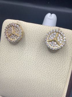 10KT Gold CZ Round Stud Earrings