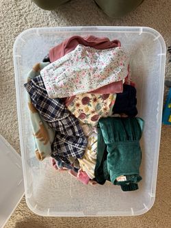Bin of 0-6 month girls clothing