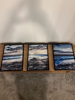 Ocean Seascape Triptych Framed Wall Art Set