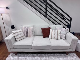 George Oliver 84" Mid-Century Upholstered Sofa, Khaki - like new