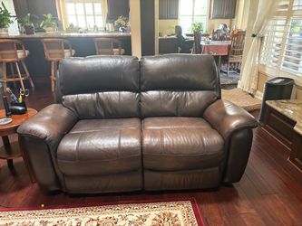 Matching Pair of Dark Brown Reclining Loveseats