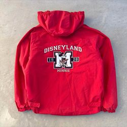 Disney Vintage 90s Women’s Minnie  Mouse Red Hooded Zip Up Jacket