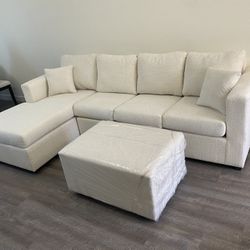 Cream Sectional With Free Ottoman ‼️different Colors Available ‼️
