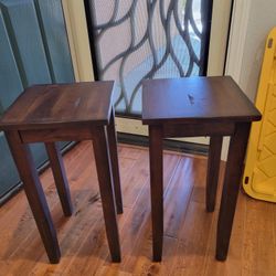Pair of side tables stand solid wood, for lamps or plants