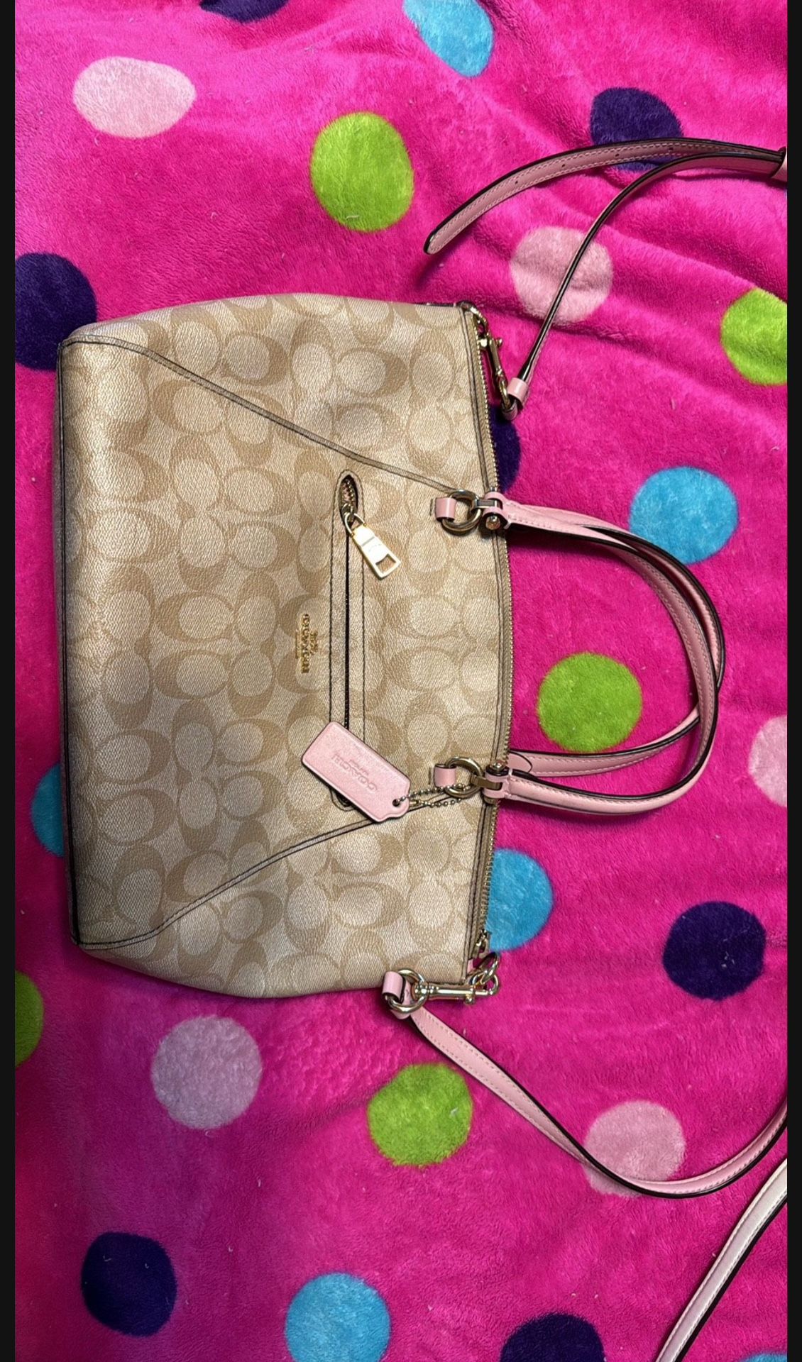 Pink And Tan Coach Purse Excellent Condition 