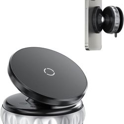 Vacuum Suction Magnetic Car Phone Holder, 360° Adjustable Car Phone Mount, Suction Cup Cell Phone Holders for Your Car Compatible with iPhone Android 
