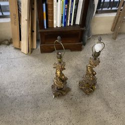 Vintage Pair If Cherub Lamps