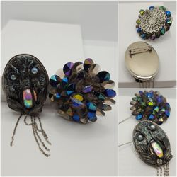 Set of 2 Vintage Mystic Brooches, 2.5"inches long, Two Items. #727
