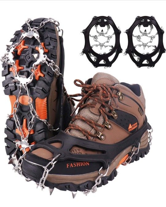 Crampons for Shoes, Traction Cleats Ice Snow Grips with 19 Stainless Steel Spikes, Shoe Talons Anti - Slip Boots Spikes for Walking, Jogging, Climbing