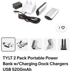 Tylt 2 Pack Portable Powerbank.  Two  5200mah Power Chargers