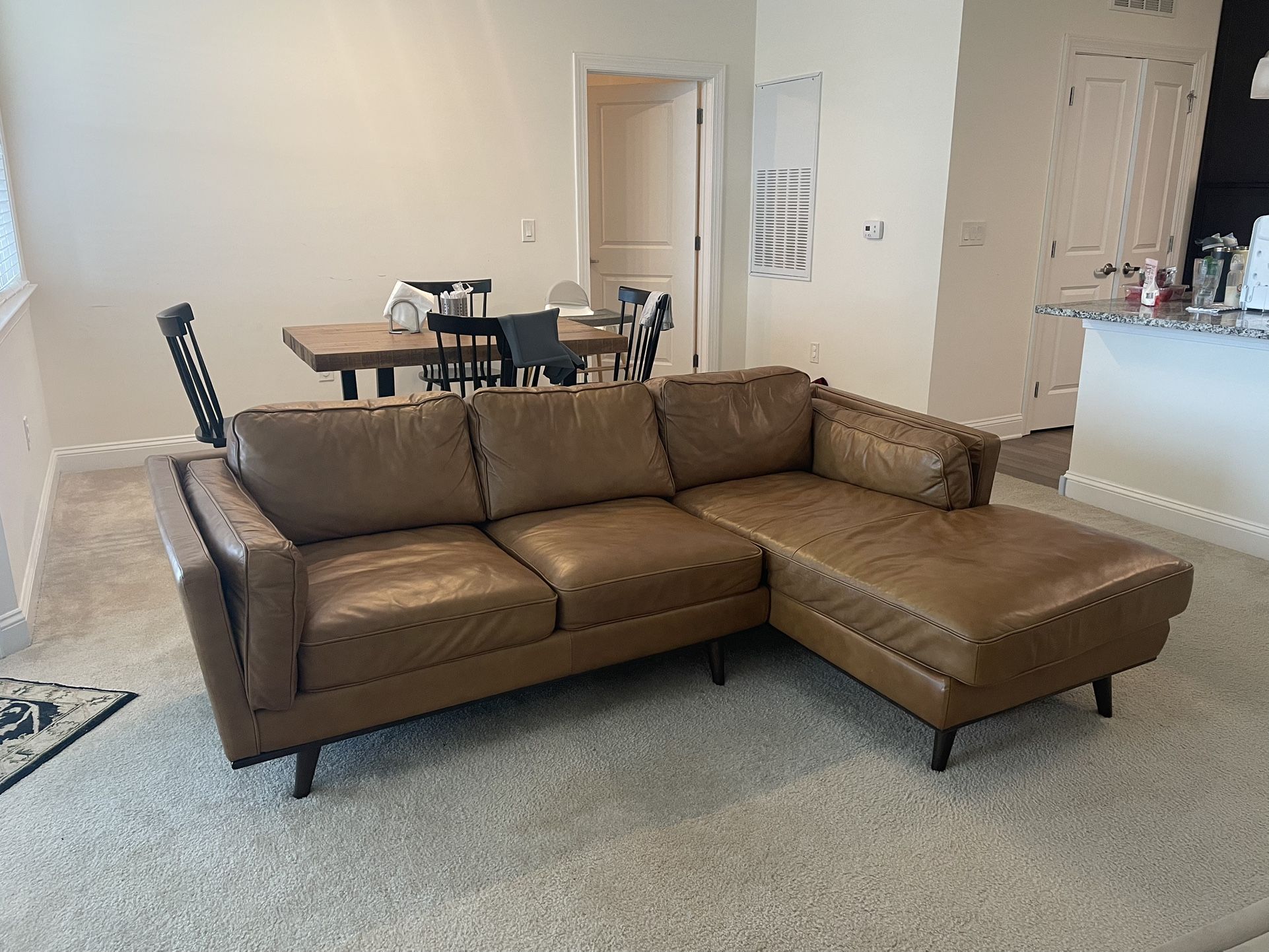 Faux Leather L-shaped Chaise Sectional Couch