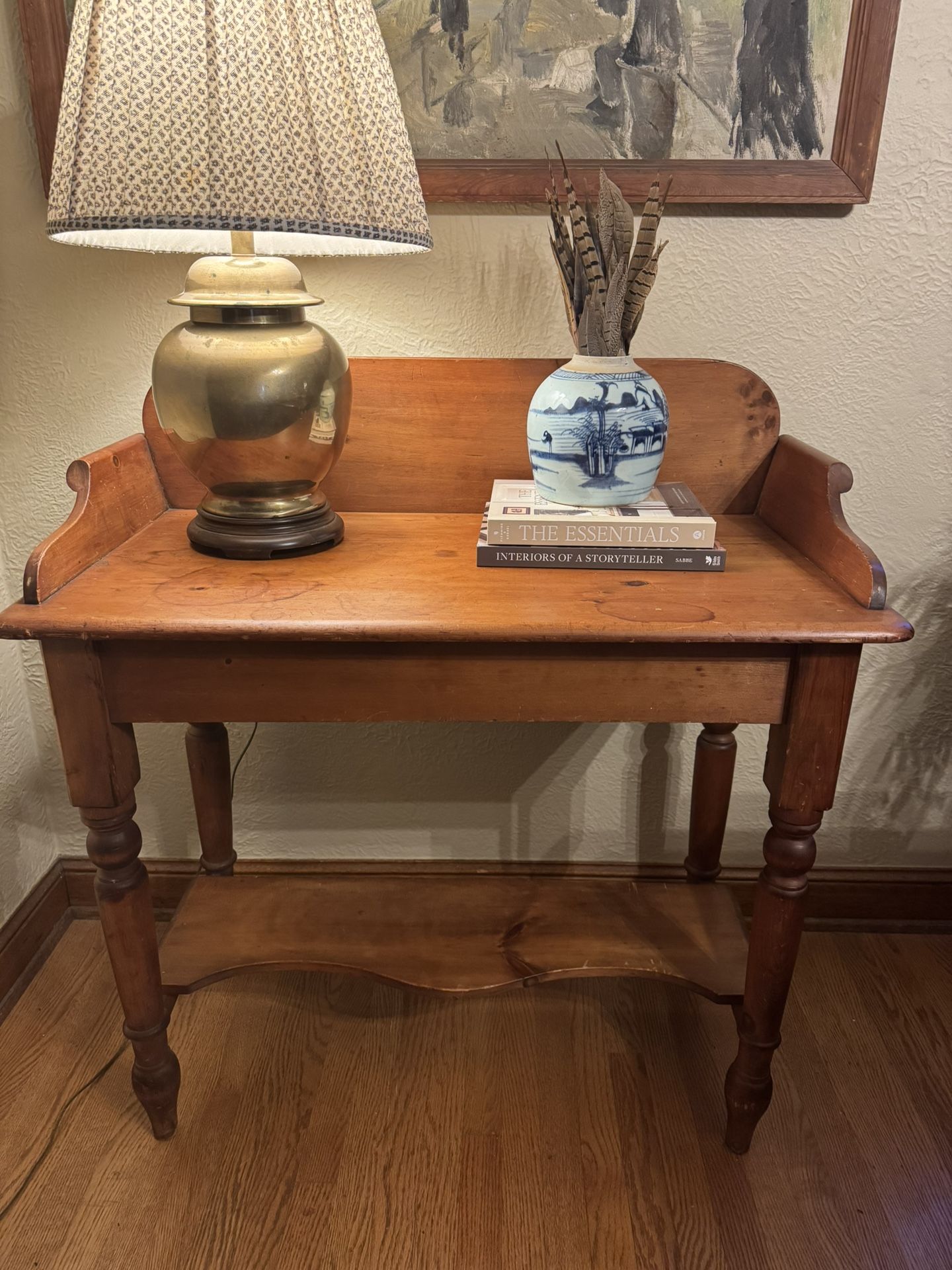 1850s Primitive Antique Pine Console Table