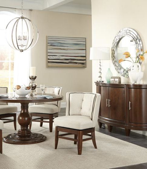 Oratorio Cherry/Neutral 5-Piece Round Dining Set | dinner / dining table with chairs