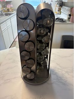 Stainless Steel Rotating Spice Rack 16 Empty Jars