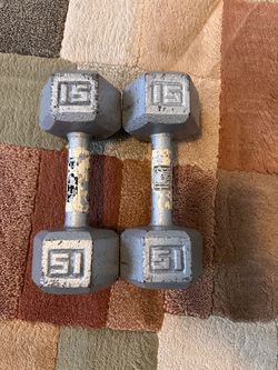 Pair of 15 lb Hex Dumbbells