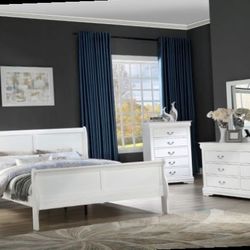 Queen Or Full Size Bed Frame  Dresser   Mirror And One Night Stand   Free Local Delivery