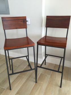 West Elm Set of 2 Roustic Bar Stools for Sale in Miami FL OfferUp