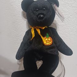 TY BEANIE BLACK TEDDY BEAR HAUNT 2001 PLUSH 9"